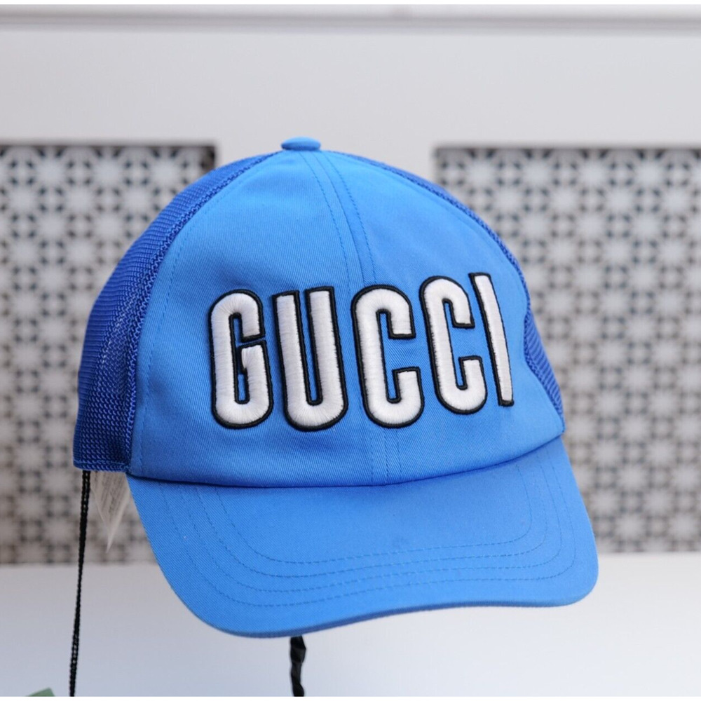 Gucci Blue Logo-Embroidered Mesh Baseball Cap (Size L) RRP $460